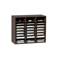 Sugift 24-Compartment Literature Organizer with Adjustable Shelves, Wood Mail Sorter for Office and Classroom