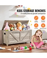 Gouun Wooden Toy Chest for Kids with Safety Hinge Flip Top Lid and Bench Seat