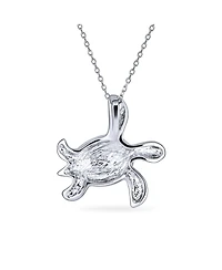 Bling Jewelry Nautical Created Opal Inlay Turtle Pendant Necklace .925 Sterling Silver