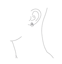 Bling Jewelry Victorian Style Cz Ribbon White Pearl Bow Stud Earrings .925 Sterling Silver