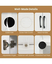 Gouun 77 in Led Tv Stand with Power Outlets and Tempered Glass Shelves