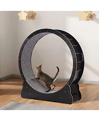 Cozito Cat Exercise Wheel 43 in Wooden Treadmill with Carpet