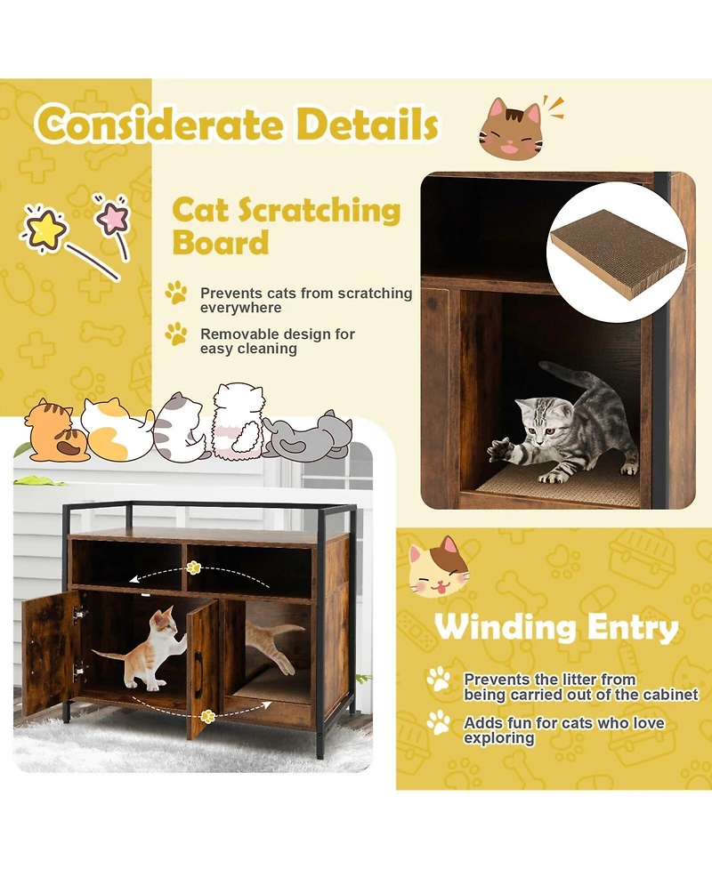 Cozito Hidden Cat Washroom 35 in Double Door Scratch Board Coffee