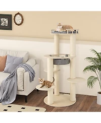Cozito Cat Tree 5-Level Wooden with Padded Perch and Hammock