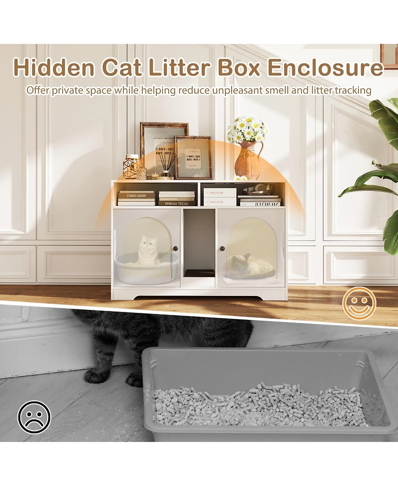 Cozito Cat Litter Box Enclosure 43 in Double Room with Sisall