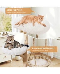 Cozito Cat Tree 48 inch Solid Wood with Hanging Cradle and Jute Post