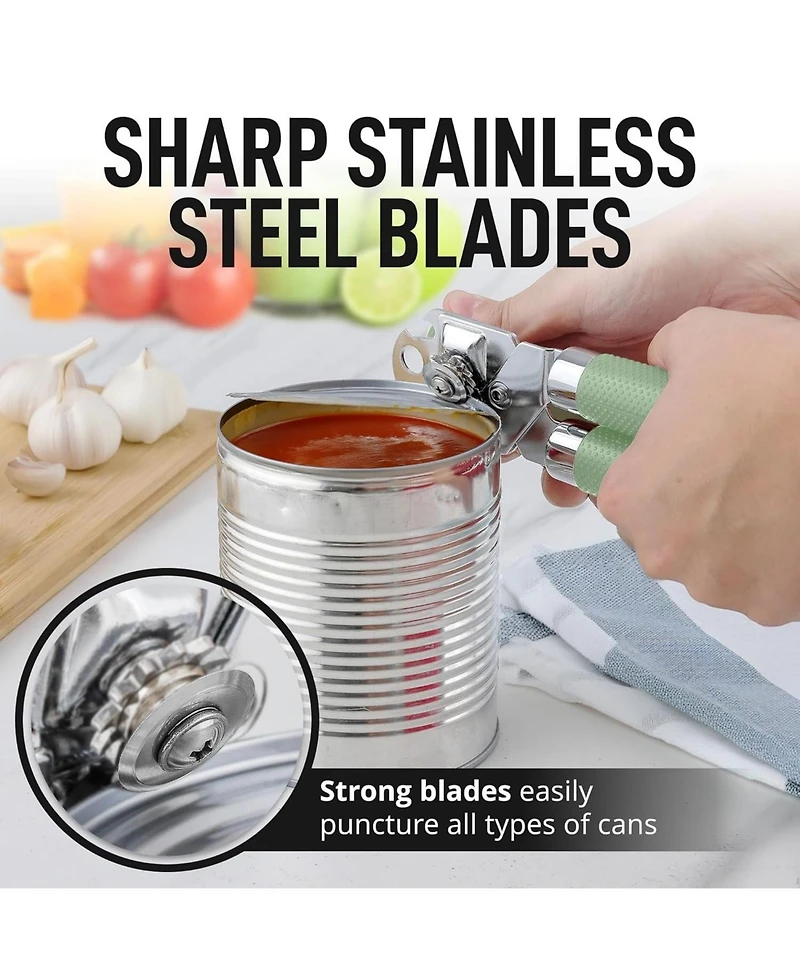 Zulay Kitchen Heavy Duty Stainless Steel Can Opener Manual with Side Bottle Opener
