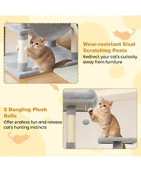 Cozito Cat Tree 58 inch Modern with Upholstered Perch and 2 Condos