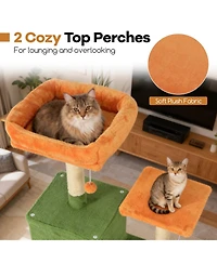 Cozito Cat Tree 58 inch Modern with Plush Perch and 2 Condos