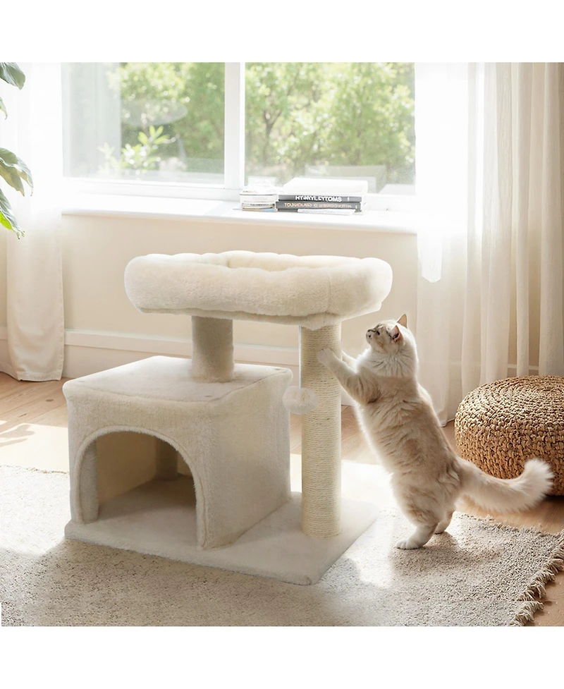 Cozito Cat Tree 19.5 in Small with Large Padded Plush Perch