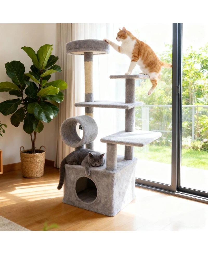 Cozito Cat Tree 48 inch Multi-Level with Large Condo and Top Perch