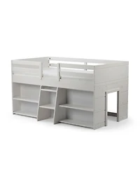 Max & Lily Solid Wood Modern Farmhouse Low Loft Bed, Bed Frame for Kids with 2 Bookcases