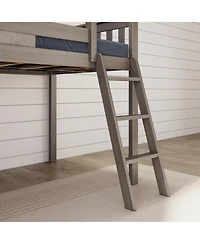 Max & Lily Twin Low Loft Bed with Slide, Solid Wood Kids Platform 14 inch Guardrails