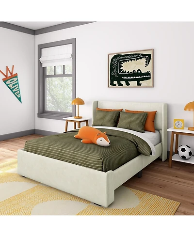 Max & Lily Full Upholstered Rectangular Headboard Platform Bed Frame with 2 Drawer Side Storage