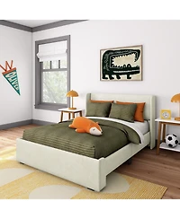 Max & Lily Full Upholstered Rectangular Headboard Platform Bed Frame with 2 Drawer Side Storage