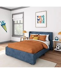 Max & Lily Full Upholstered Rectangular Headboard Platform Bed Frame with 2 Drawer Side Storage