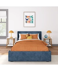 Max & Lily Full Upholstered Rectangular Headboard Platform Bed Frame with 2 Drawer Side Storage