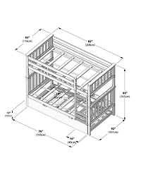 Max & Lily Solid Wood Bunk Bed with Storage Trundle for Kids