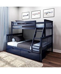 Max & Lily Solid Wood Bunk Bed with Storage Drawers and Ladder for Kids