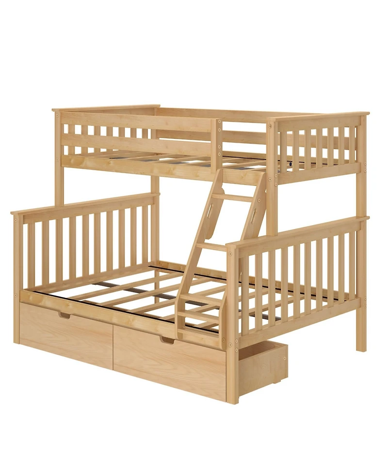 Max & Lily Solid Wood Bunk Bed with Storage Drawers and Ladder for Kids