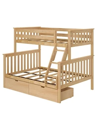 Max & Lily Solid Wood Bunk Bed with Storage Drawers and Ladder for Kids