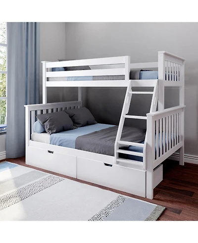 Max & Lily Solid Wood Bunk Bed with Storage Drawers and Ladder for Kids