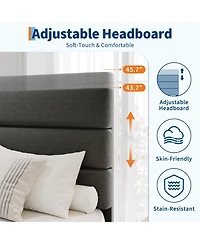 gaomon Linen Upholstered Bed Frame with Adjustable Headboard, Heavy Duty Support