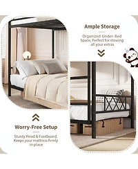 Heavy Duty Twin Over Bunk Bed for Adults and Teens - Metal Frame with Stairs, Full-Length Guardrail, Space-Saving, No Box Spring Needed