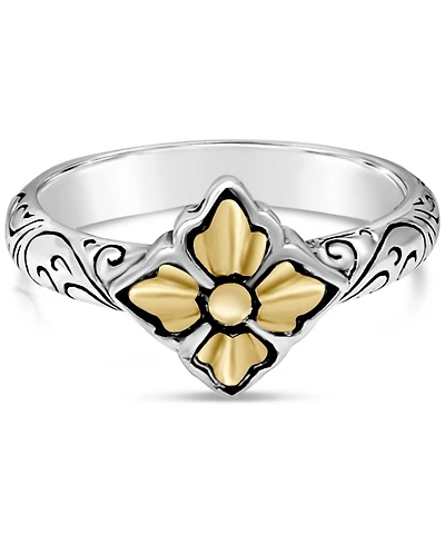 Devata Maple Leaf Ring Sterling Silver and 18K Gold Accents