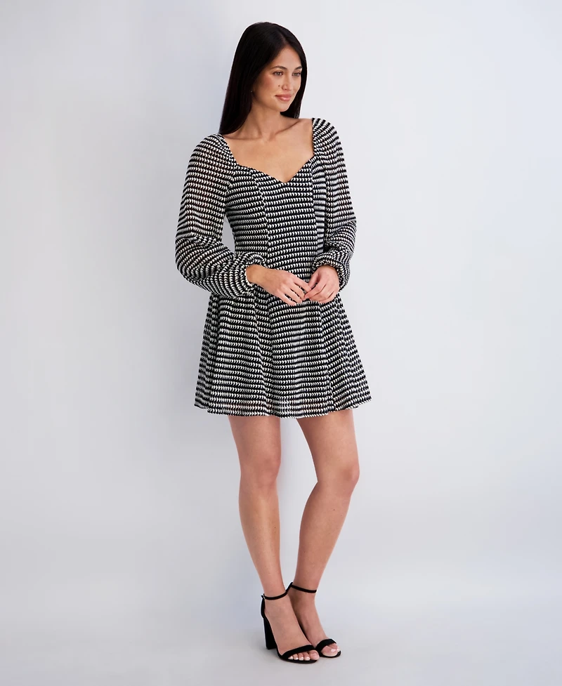 Kensie Women's Novelty Print Sweetheart Neck Dress