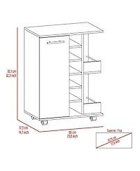 Flynama Bar Cart with Divided Cabinet, 6 Liquor Cubbies and 2 Shelves
