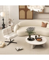 Gouun Metal Frame Armless Cross-Legged Office Chair with Adjustable Height