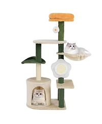 Cozito Cat Tree Flower Style Modern with Plush Top Perch