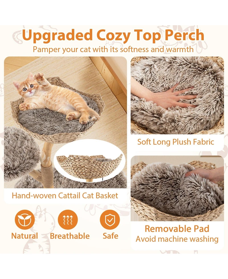 Cozito Cat Tree Solid Pear Wood with Perch and Sisal Posts