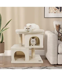 Cozito Cat Tree 24 inch Space-Saving with Perch and 2 Condos