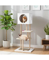 Cozito Cat Tower 40 in Wood with 2 Corrugated Cardboard Pads