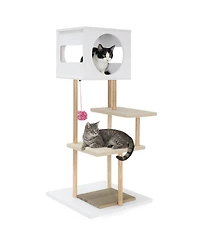 Cozito Cat Tower 40 in Wood with 2 Corrugated Cardboard Pads