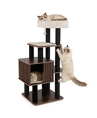 Cozito Cat Tree 53.5 inch Wooden with Padded Top Perch and Condo