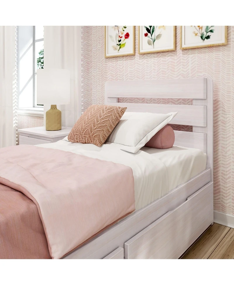 Max & Lily Solid Wood Farmhouse Twin Bed with Plank Headboard and Storage Drawers