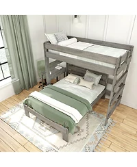 Max & Lily Farmhouse Twin over Full L-Shaped Bunk Bed with Desk, Driftwood