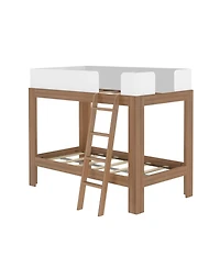 Max & Lily Bunk Bed, Mid-Century Modern Twin over Solid Wood Bed Frame for Kids