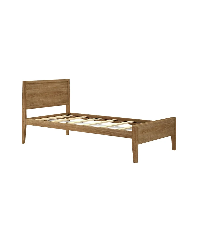 Max & Lily Twin Bed Frame, Solid Wood Classic Platform with Panel Headboard for Kids