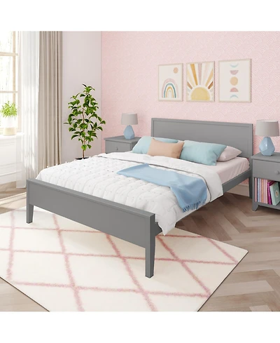 Max & Lily Queen Bed Frame, Solid Wood Classic Platform with Panel Headboard for Kids