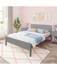 Max & Lily Queen Bed Frame, Solid Wood Classic Platform with Panel Headboard for Kids
