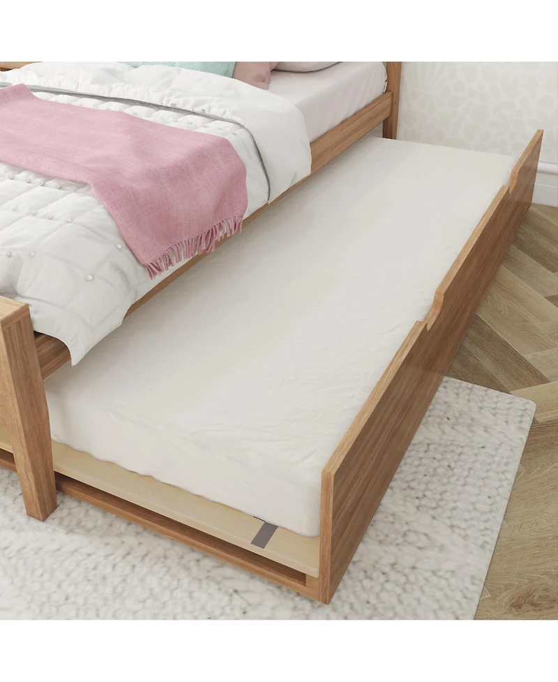 Max & Lily Twin Bed with Trundle, Classic Solid Wood Platform Panel Headboard
