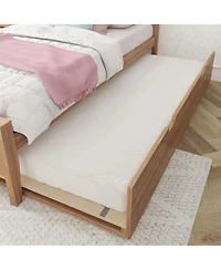 Max & Lily Twin Bed with Trundle, Classic Solid Wood Platform Panel Headboard