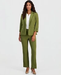 Anne Klein Essentials Petite Knit Roll Tab Blazer Pull On Knit Trousers