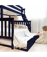 Max & Lily Solid Wood Bunk Bed, Twin over Full with Storage Trundle and Ladder for Kids