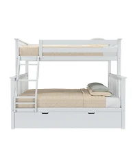Max & Lily Solid Wood Bunk Bed, Twin over Full with Storage Trundle and Ladder for Kids
