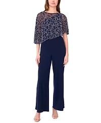 Msk Petite Polyester-Blend Crewneck Jumpsuit